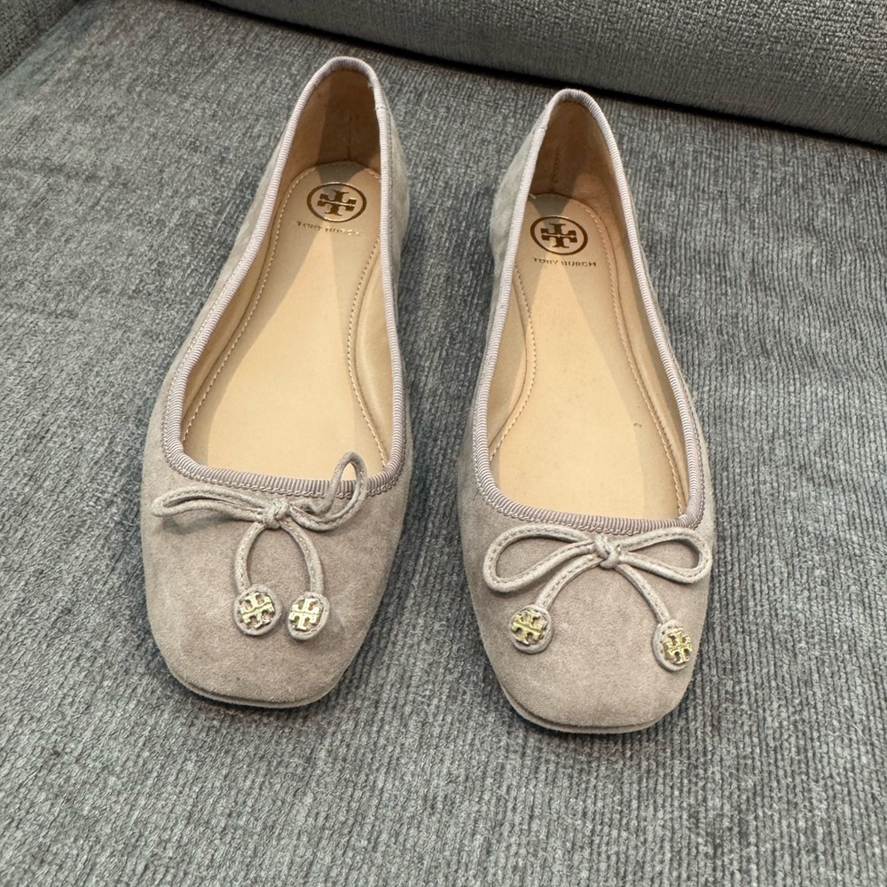 Tory Burch Women's Suede Gray Ballet Flats 7.5